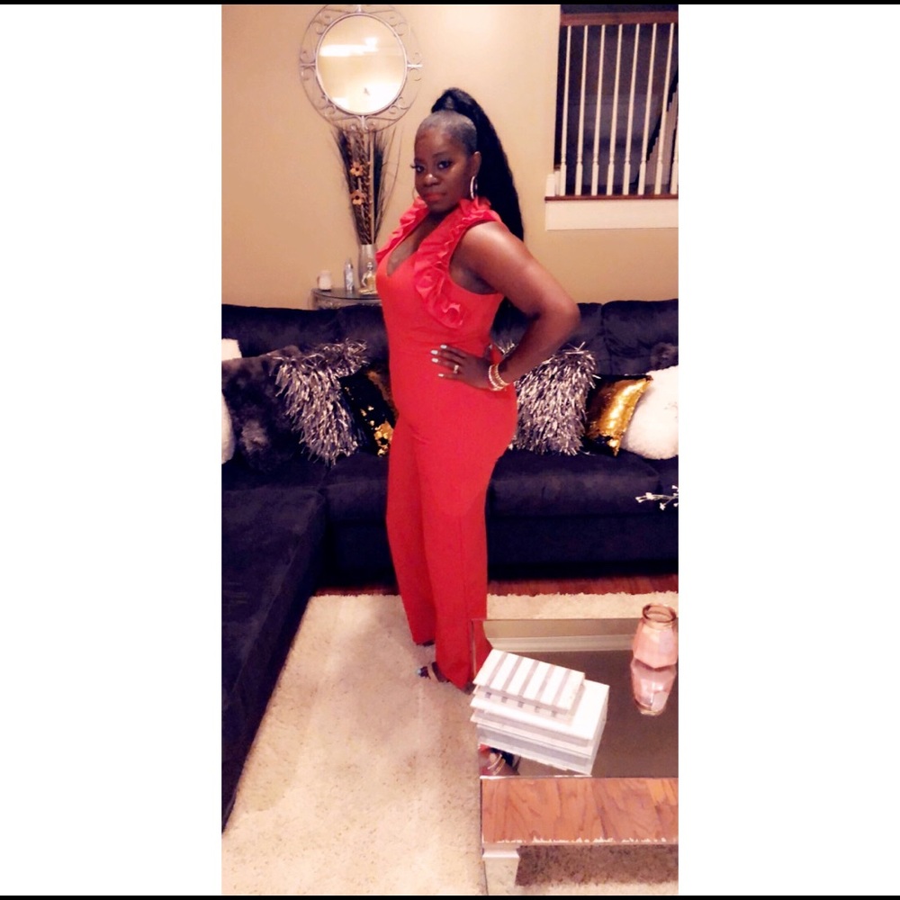 Red spandex jumpsuit